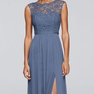 Long Bridesmaid Dress with Lace Bodice